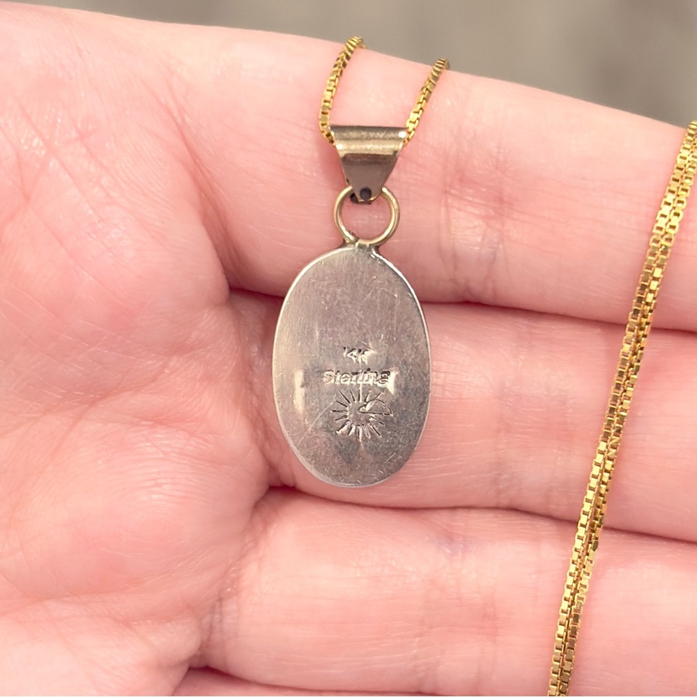 Vintage Native Eagle Sterling 14K Pendant, Navajo Aztec Style Piece - Picture 14 of 16